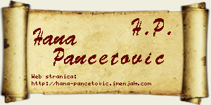 Hana Pančetović vizit kartica